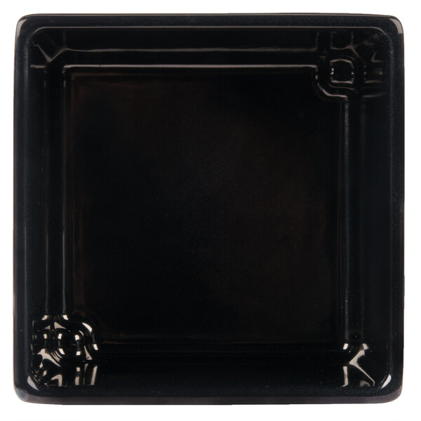 A black square Tablecraft bowl with straight sides.