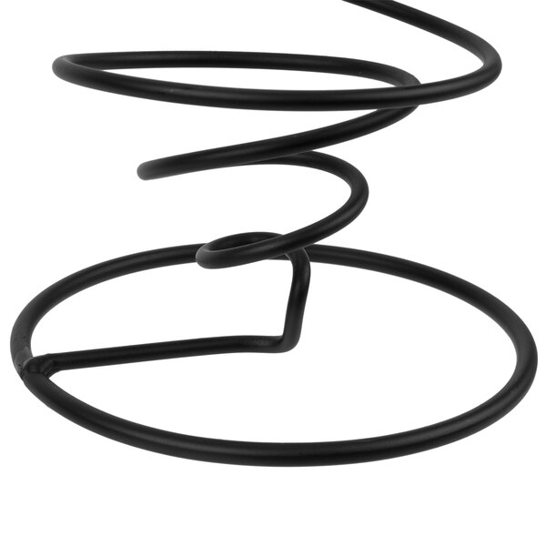 A black iron spiral wire cone basket.