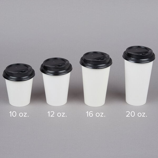 Choice 8 Oz Squat To 24 Oz Black Hot Paper Cup Travel Lid With Hinged Tab 1000 Case