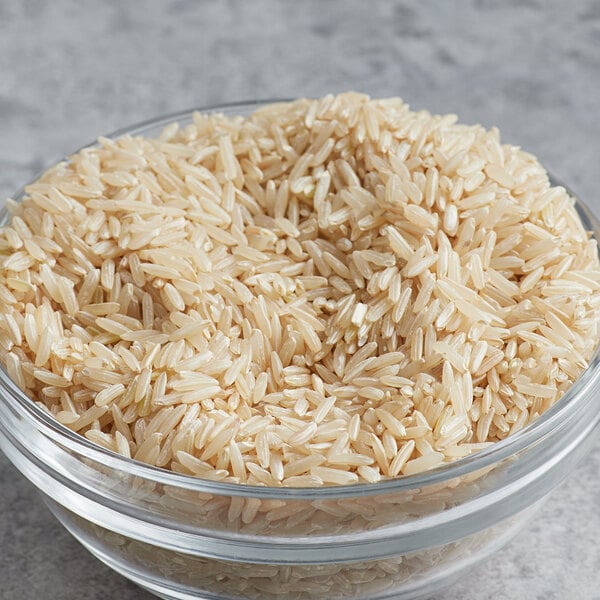 Long grain brown rice in a bowl