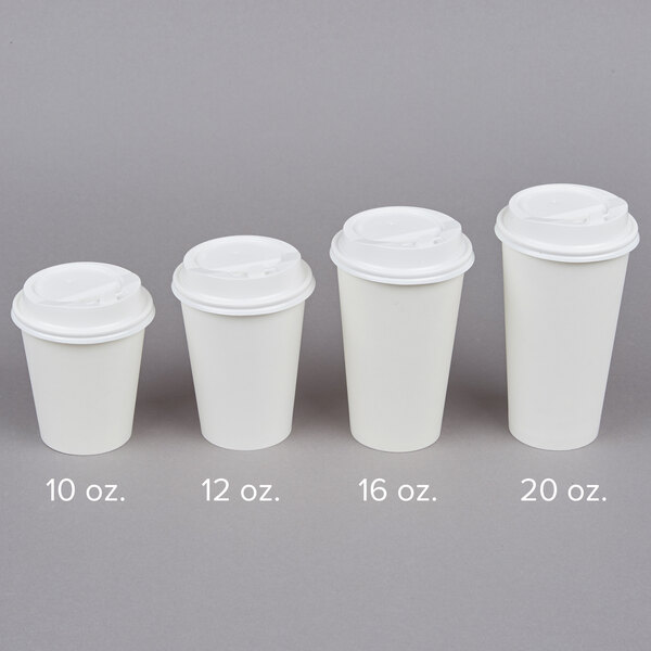Choice 10 Oz To 24 Oz White Hot Paper Cup Travel Lid With Hinged Tab 1000 Case