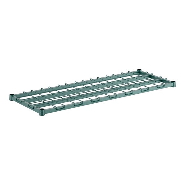 A Regency green epoxy dunnage shelf with wire mat.