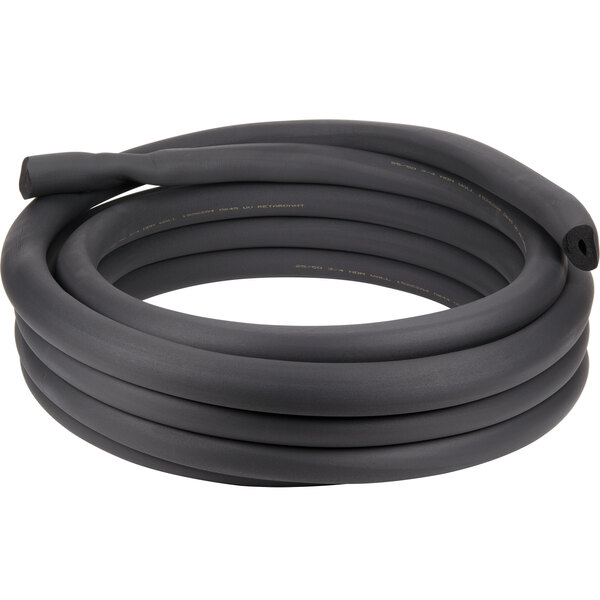 A black coiled rubber condenser line kit on a white background.