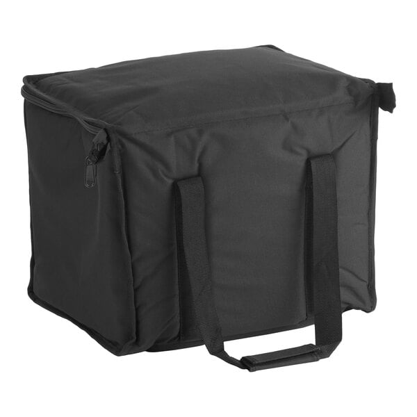 Choice Insulated 15" x 12" x 12" Black Nylon Soft-Sided Take-Out Hot / Cold Delivery Bag - Holds Sandwiches, Containers, and (2) 8 Qt. Containers