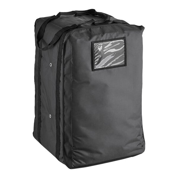 A black CaterGator Dash insulated pizza delivery bag with a black handle.