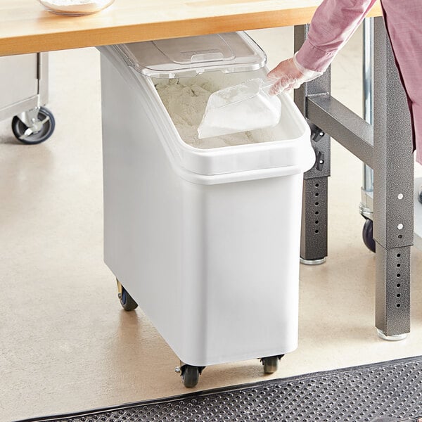 Commercial White Ingredient Bin with Casters 21 Gallon 