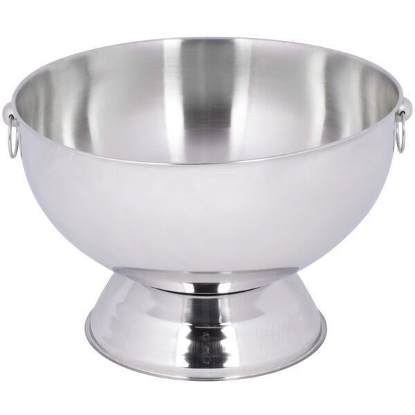 14 Qt Stainless Steel Punch Bowl With Decorative Handle Rings