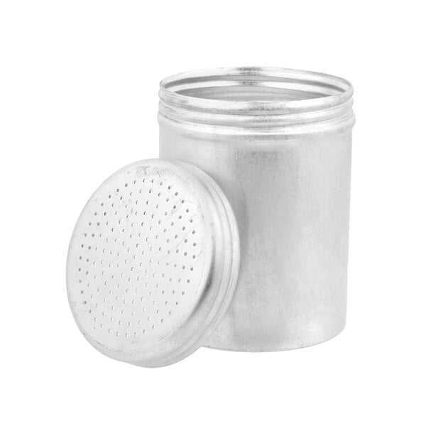A Vollrath fine aluminum shaker with a lid.