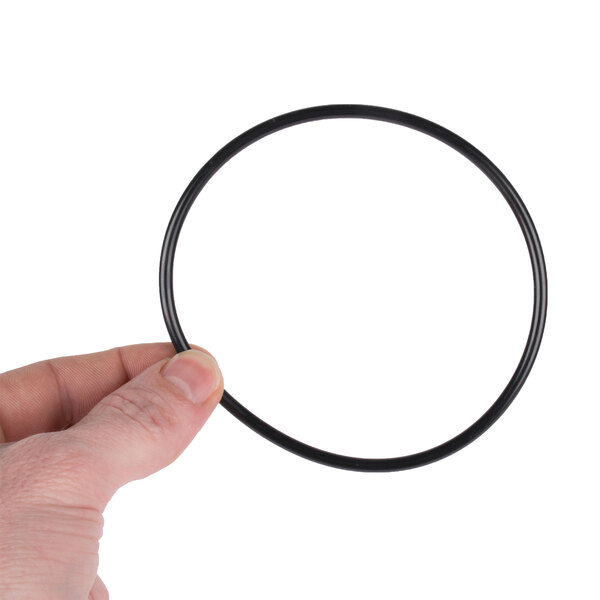 A hand holding a black C Pure AQUAKING O-Ring.