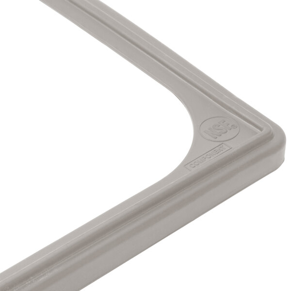 A close-up of a gray silicone corner band.