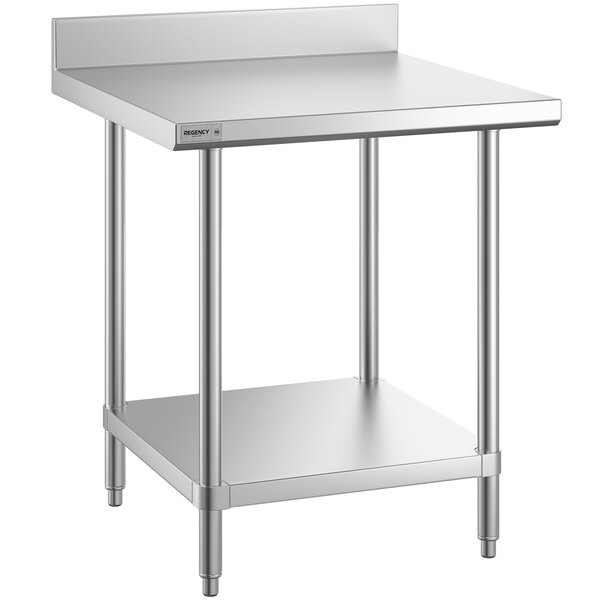 A Regency stainless steel work table with undershelf.
