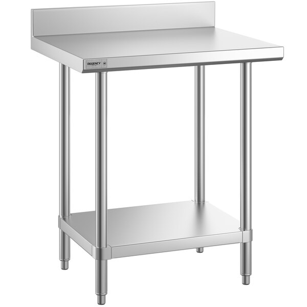 A Regency stainless steel work table with undershelf.