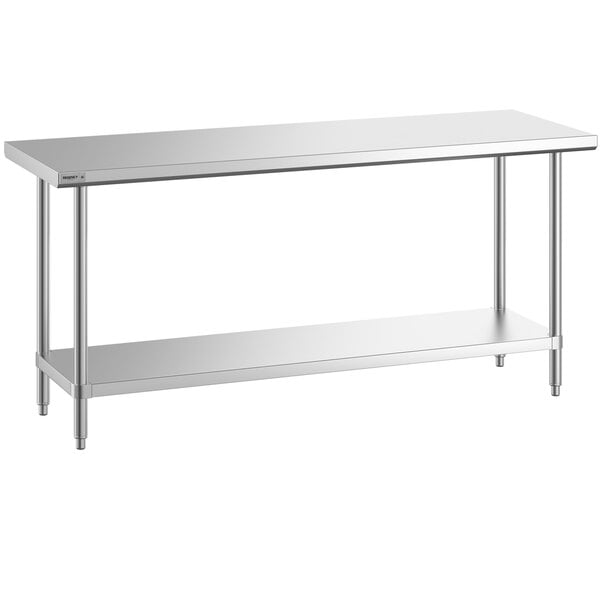 A stainless steel Regency work table with undershelf.