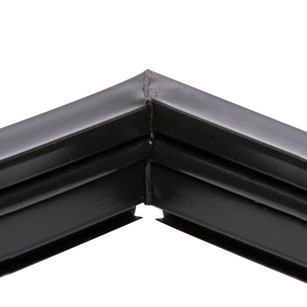 A black corner piece with a black border on a True magnetic door gasket.