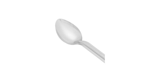 A Vollrath solid spoon with a hooked handle.