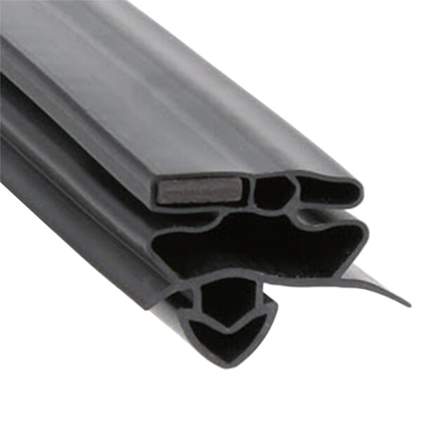 A black plastic magnetic door gasket with two holes.