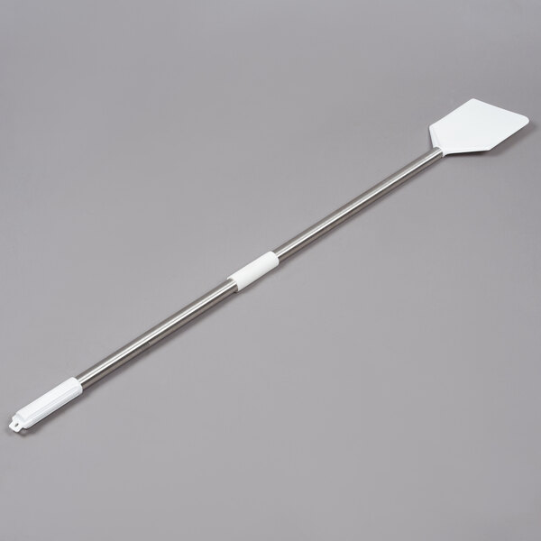 A Carlisle Sparta paddle with white nylon blade and stainless steel handle.