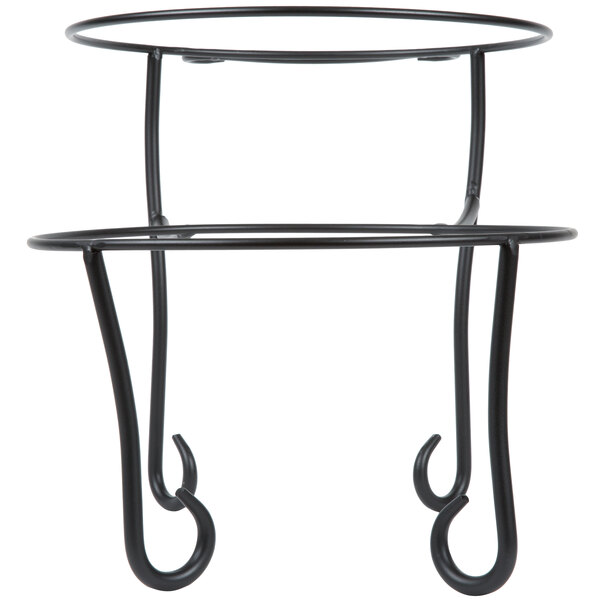 An American Metalcraft Ironworks two-tier display stand with curled metal legs.