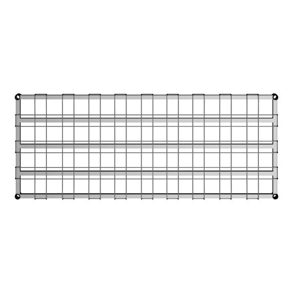 A chrome Regency wire shelf with a wire mat.