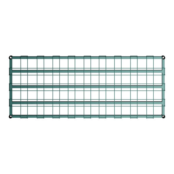 A Regency green epoxy wire dunnage shelf with wire mat.