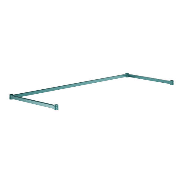 A green metal Regency shelving frame.