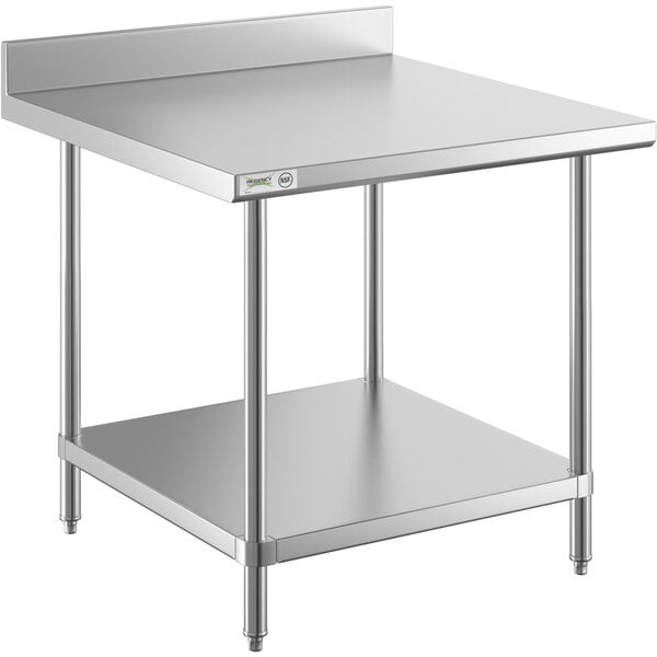 A Regency stainless steel work table with undershelf.