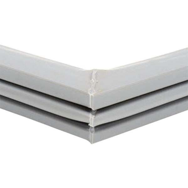 A close up of a gray Beverage-Air door gasket corner.