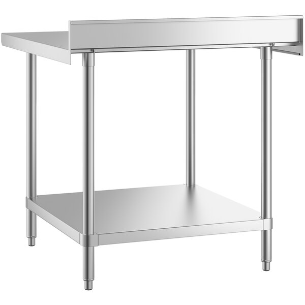 A Regency stainless steel work table with an undershelf.
