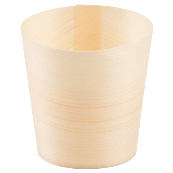 A close up of a Tablecraft small wooden cup.