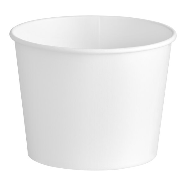 A plain white disposable paper ice bucket.