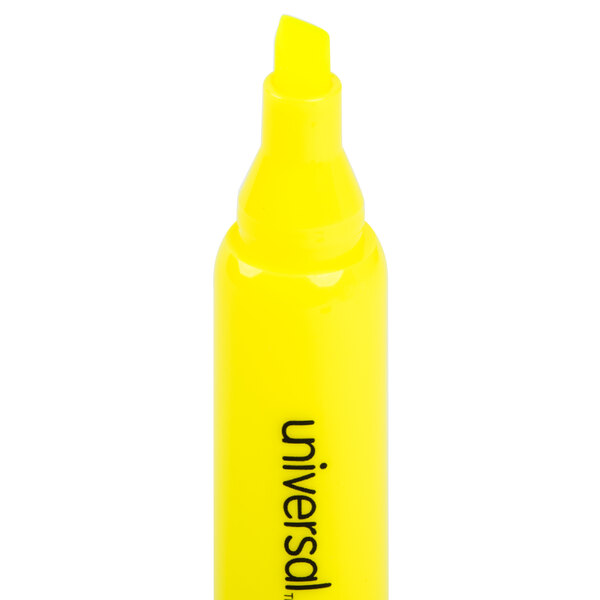 A Universal yellow highlighter pen.
