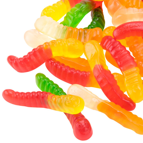 1 Pound 500 Gram Orange; Gluten Free Dairy Free Fat Free Green Apple Lemon Assorted Flavors: Cherry Gummy Worms Candy in a Thin can Assorted Fruit Gummi Worms Gummi Candy Pineapple can of 1 