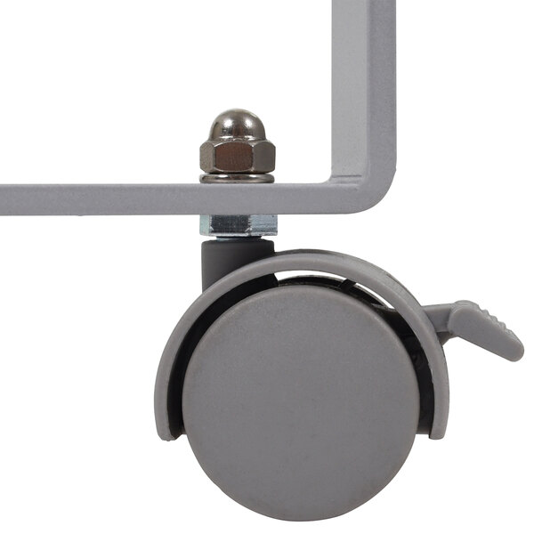 A gray wheeled Luxor charging cart with a metal handle.