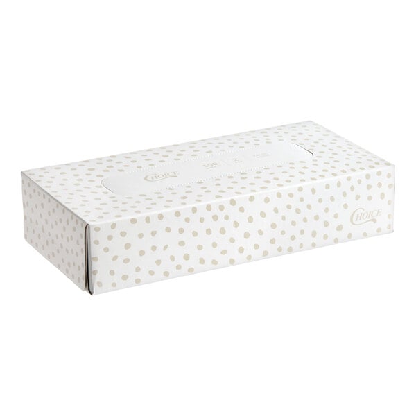 A rectangular box of Choice brand 2-ply facial tissues containing 100 sheets.