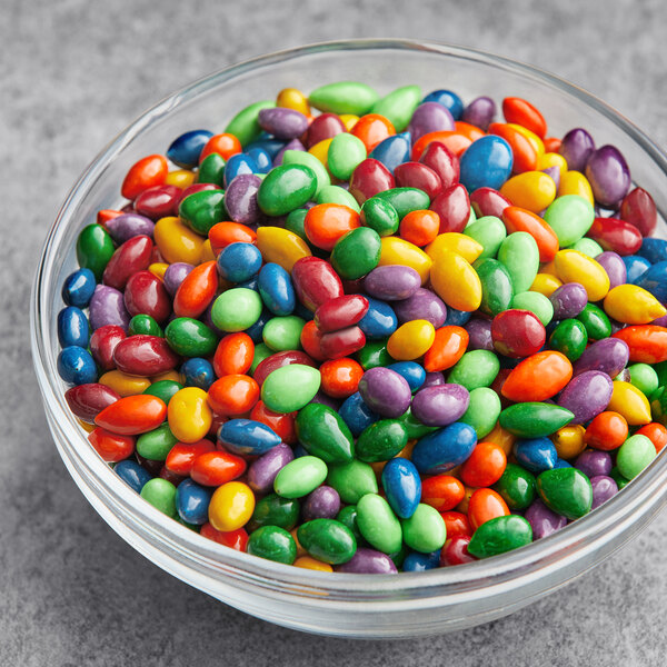 A bowl of Chocolate Covered Sunflower Seed Candy Gems.