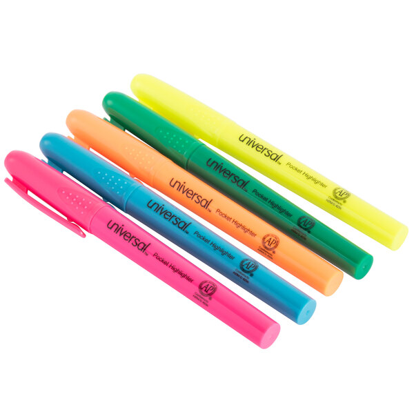 A group of Universal pocket highlighters in four different colors.