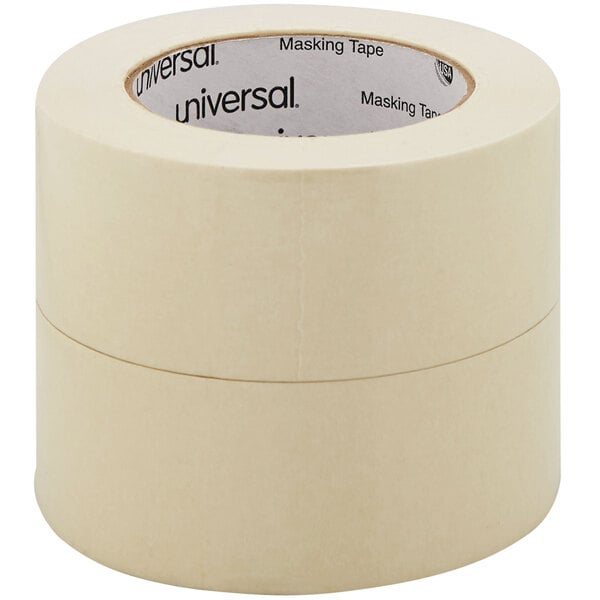 A roll of Universal beige masking tape with a white label.