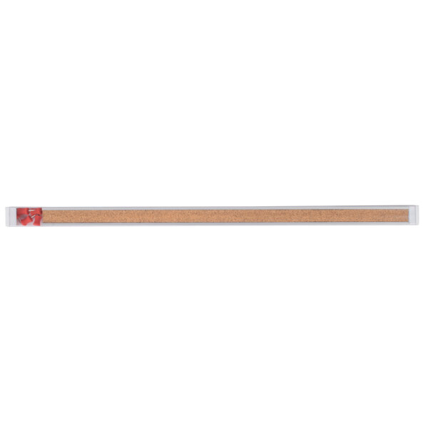 A Universal brown cork bulletin bar with two pencils, one with a red rubber and one with a white rubber.
