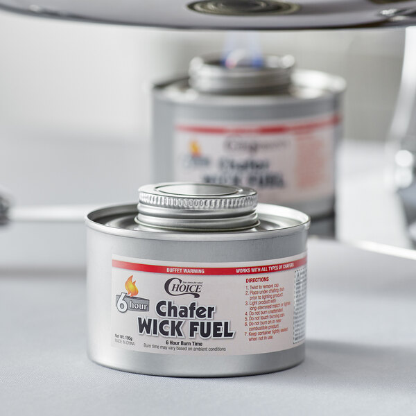 Choice 6 Hour Wick Chafing Dish Fuel with Safety Twist Cap 12/Pack