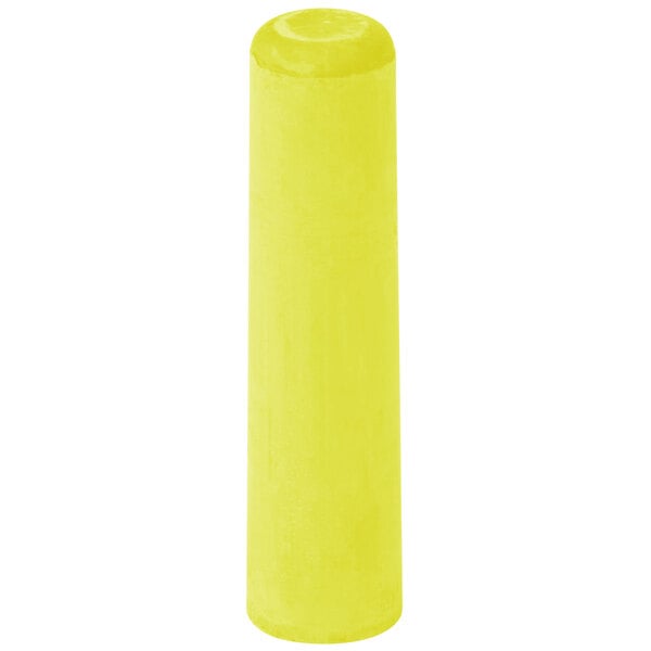 A yellow rectangular Dixon Ticonderoga chalk stick with a black band.