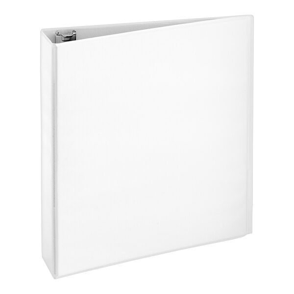 A white Avery Economy View binder with round rings.