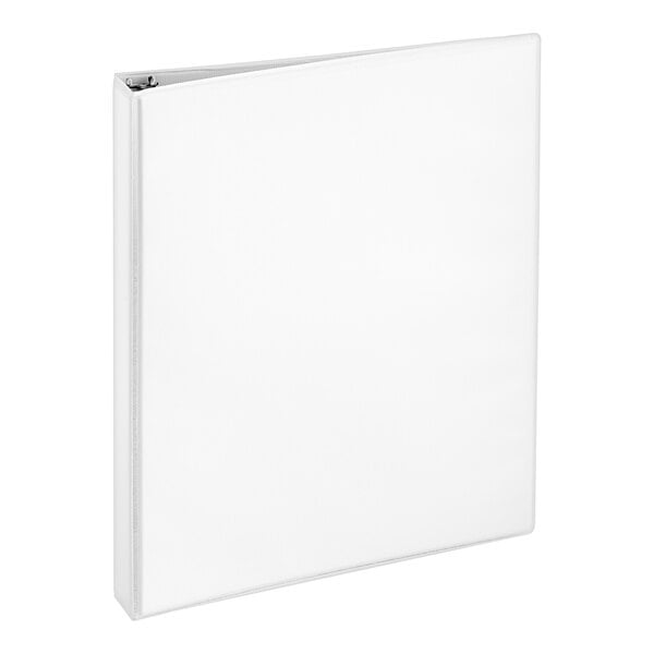 A white Avery Economy view binder with a white cover.