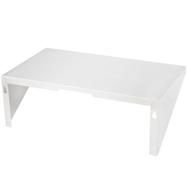 A white rectangular Crown Verity removable end shelf.