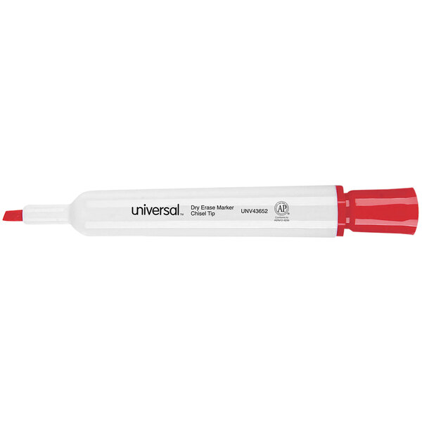 A white Universal box with a red and white Universal desk style dry erase marker.