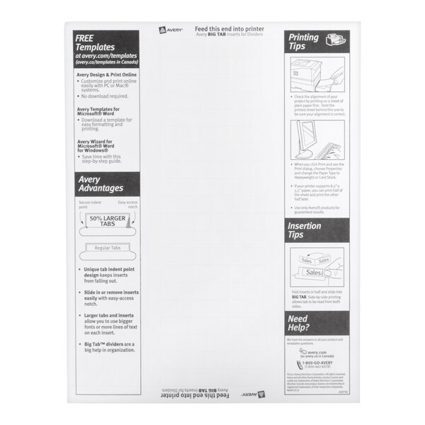 Avery® 11111 Big Tab Buff Paper 8-Tab Multi-Color Insertable Dividers