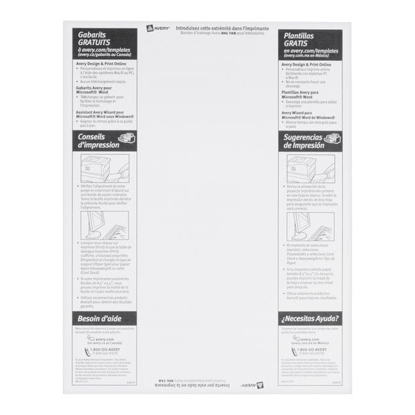 Avery® 11121 Big Tab White Paper 5-Tab Multi-Color Insertable Dividers