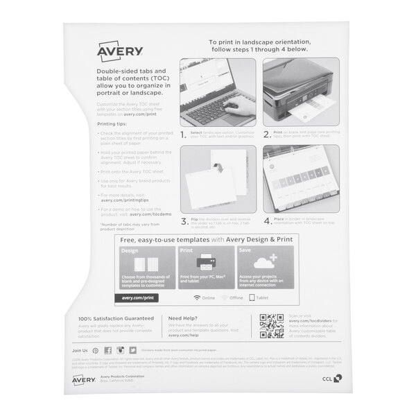 Avery® 11131 Ready Index 5-Tab Multi-Color Table of Contents Dividers