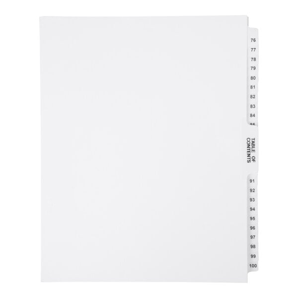 Avery® 11397 Premium Collated 76-100 Tab Table of Contents Legal Exhibit Dividers