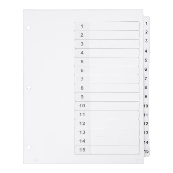 Avery® 11142 Ready Index 15-Tab White Table of Contents Dividers