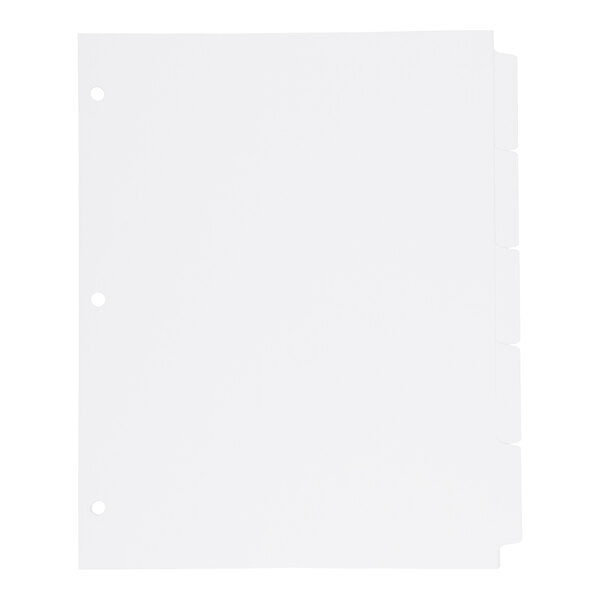 Avery® 20406 Print-On 5-Tab 3-Hole Punched White Printable Tabs - 150/Box